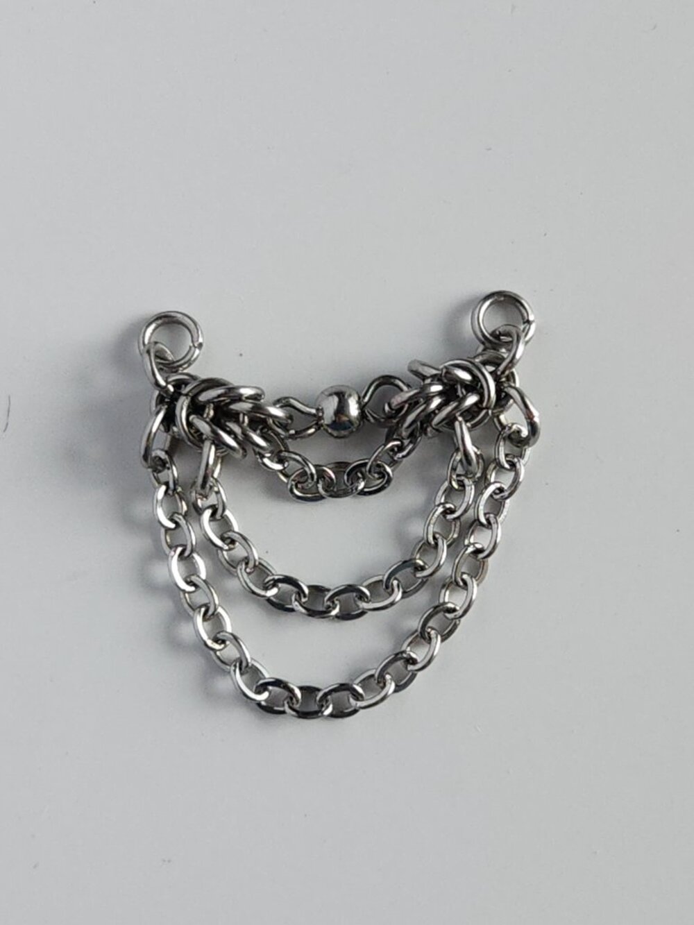 Silver triple piercing chain attachment for cartilage jewelry - Picture 8 of 8